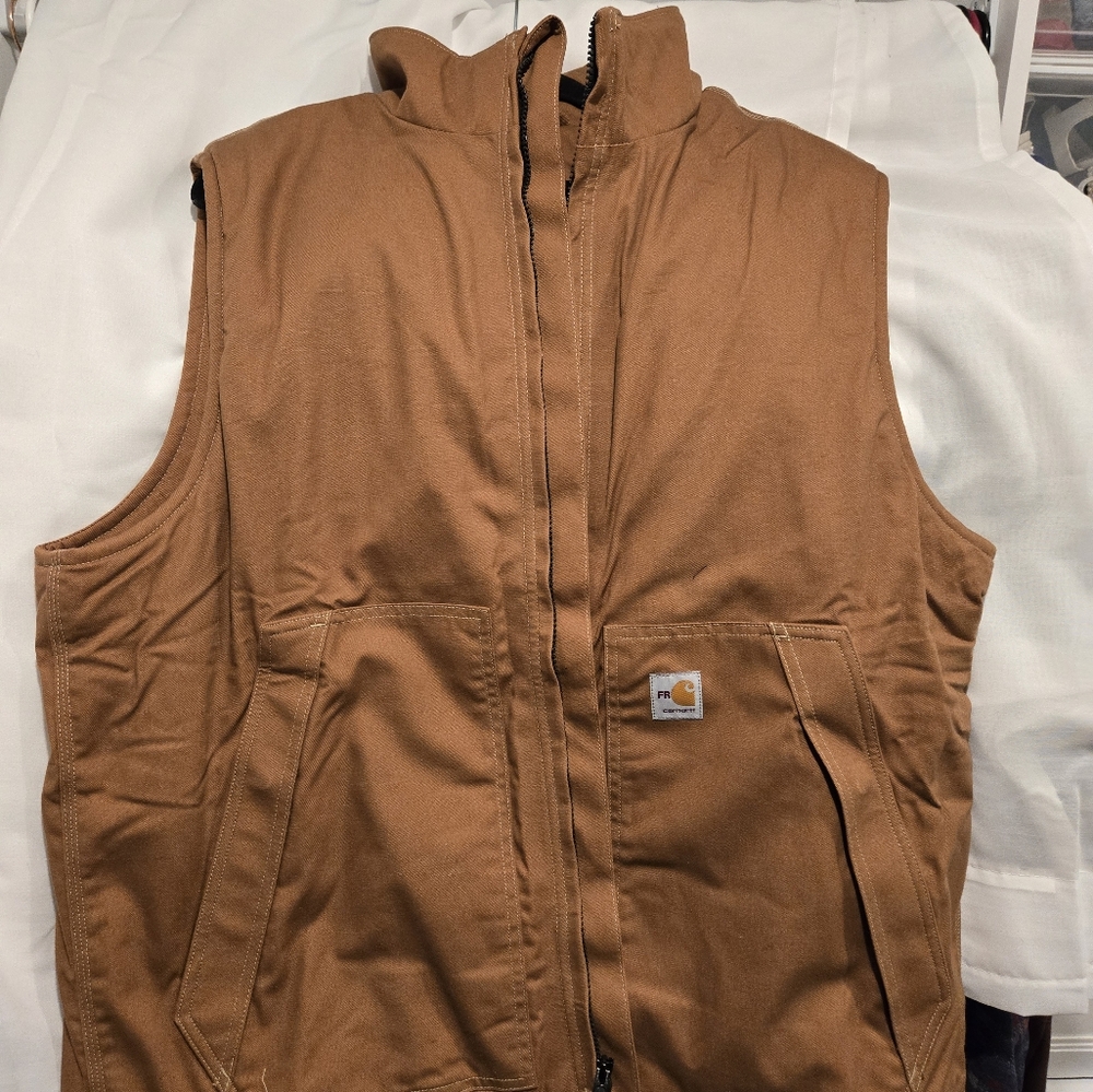 Carhartt Brown Workwear Vest Durable Cotton Duck